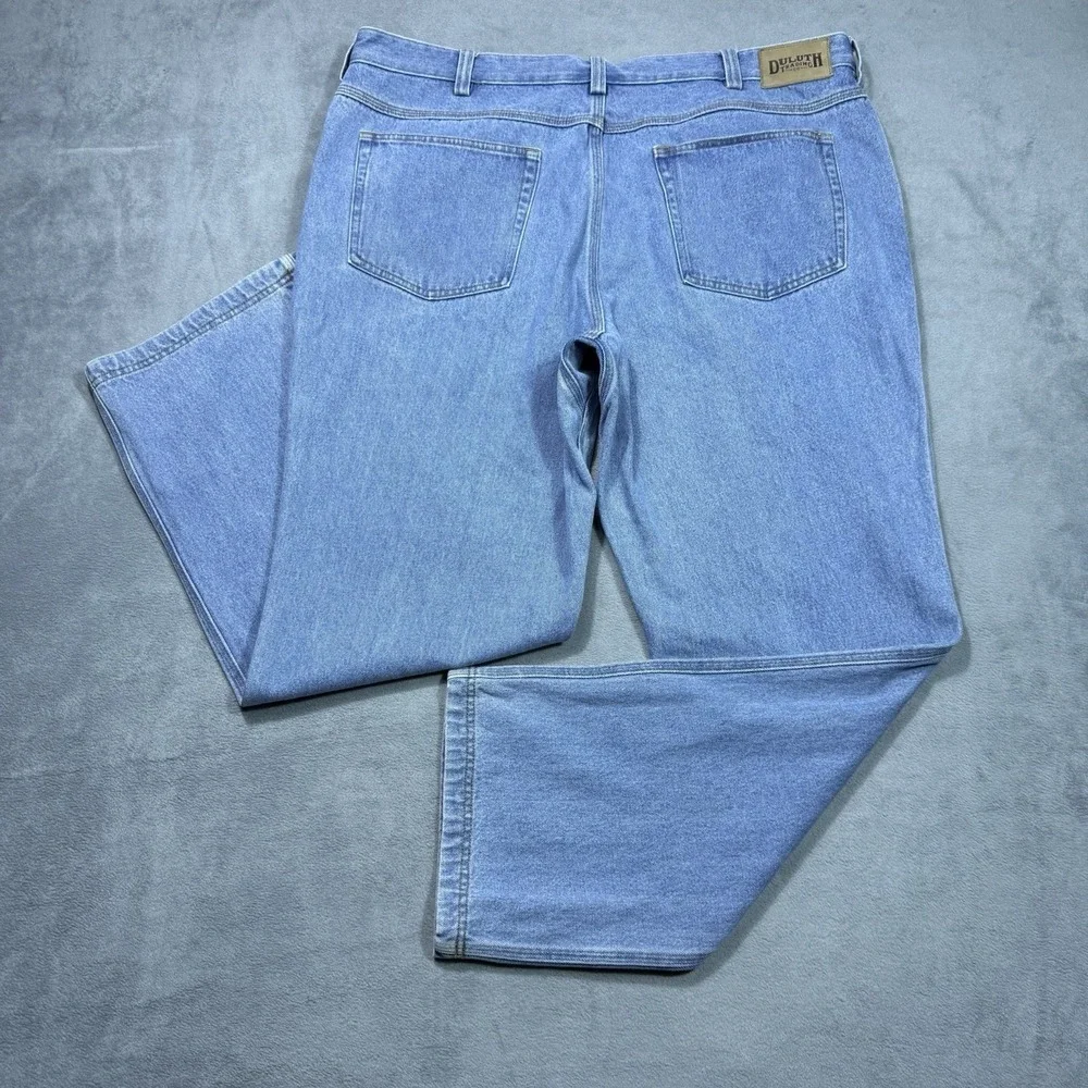 Duluth Trading Jeans Mens 42x32 Regular Fit Straight Leg Light Wash Garage Work